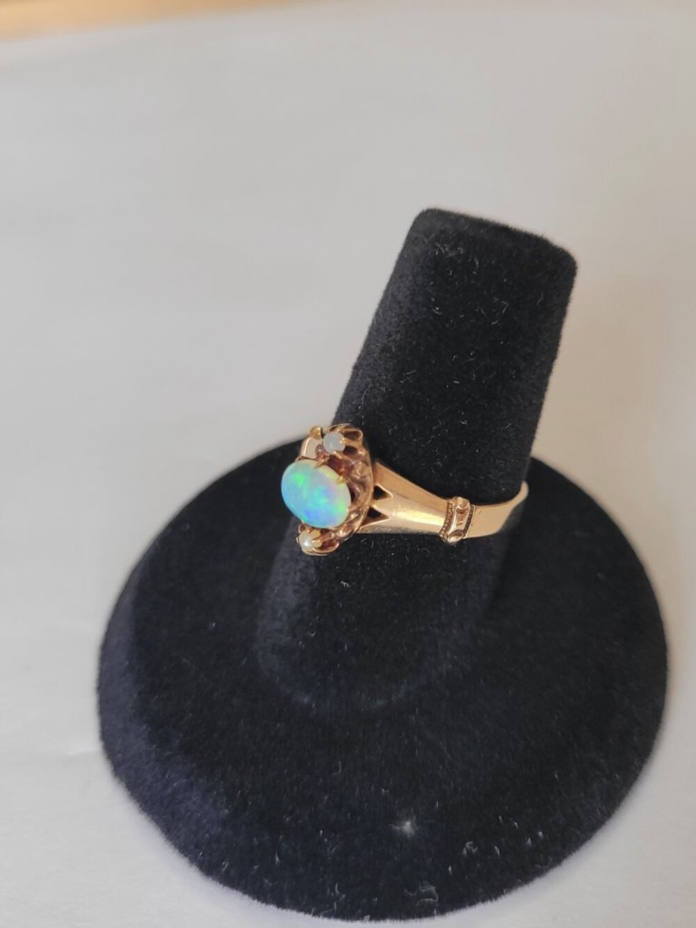 Opal Gold Antique Ring Seed Pearls Victorian October Birthstone 10k - Picture 9 of 16